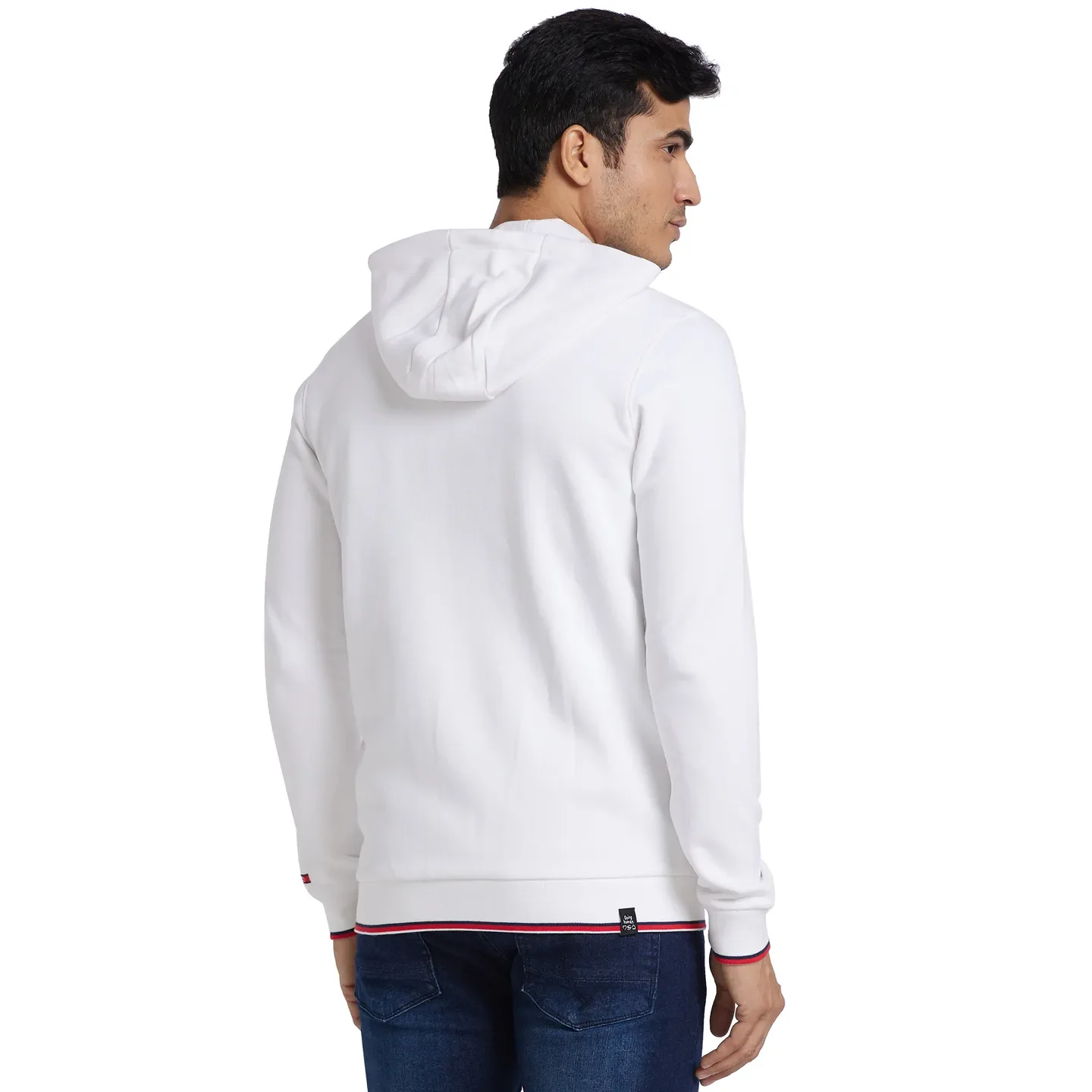 White Regular Fit Long Sleeves Cotton Men's Hoodie by Being Human Clothing - Image 3