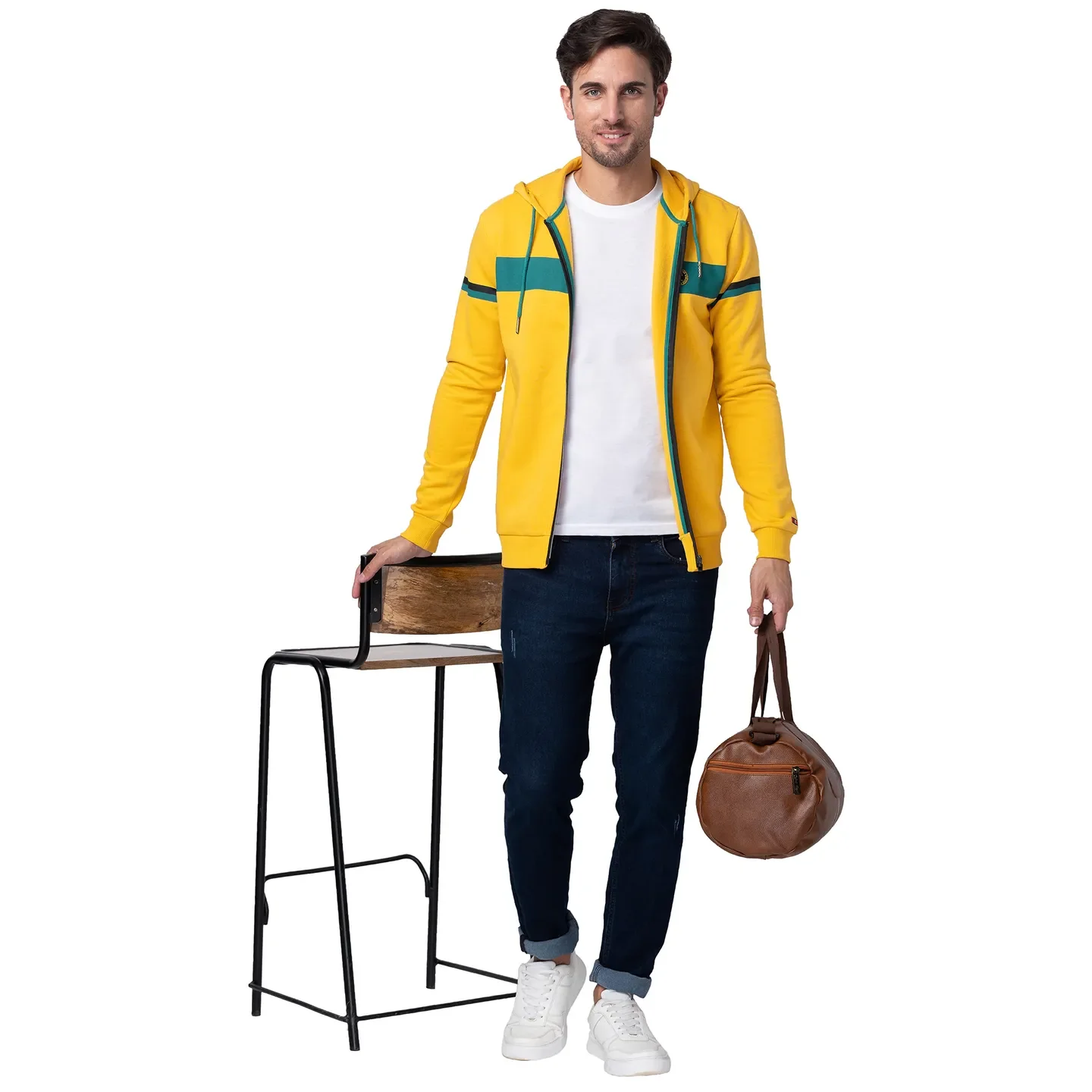 Yellow Regular Fit Men's Hoodie by Being Human Clothing - Image 2