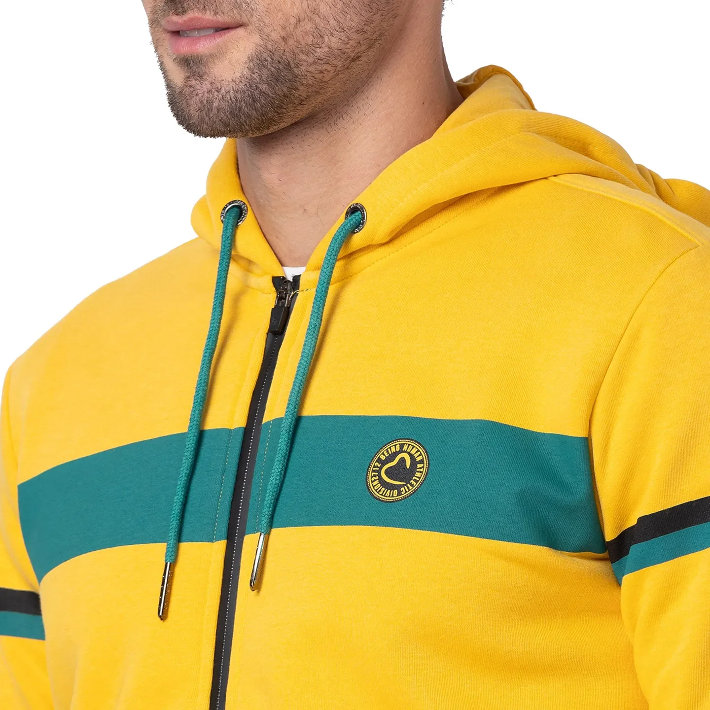 Yellow Regular Fit Men's Hoodie by Being Human Clothing - Image 5