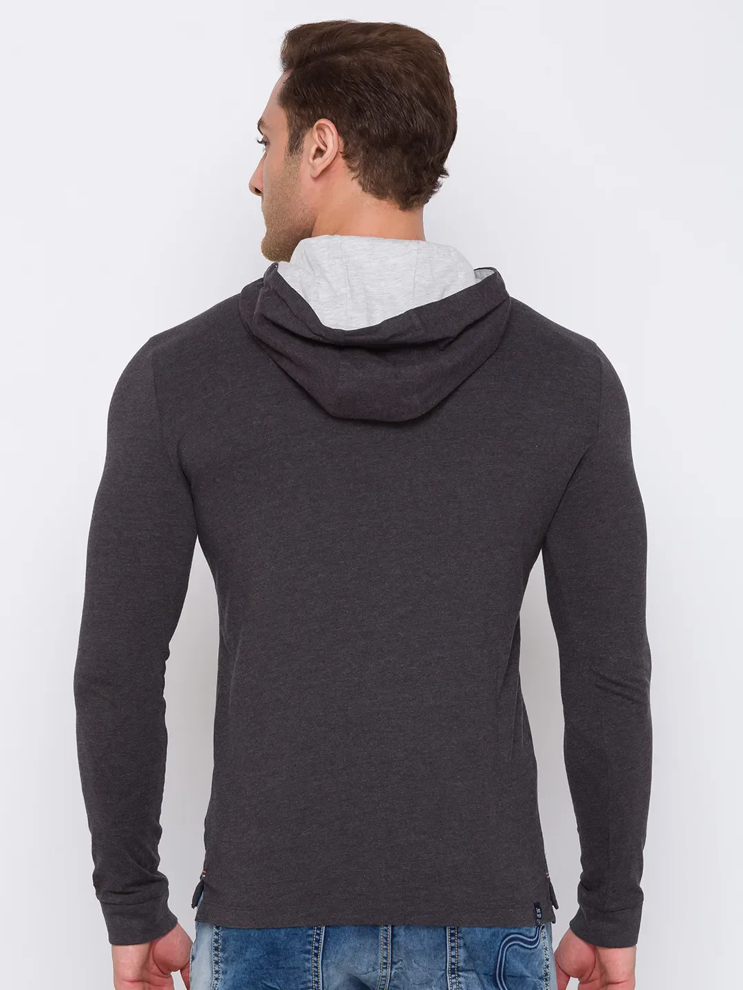 Grey Regular Fit Men's Long Sleeves T-Shirt by Being Human Clothing - Image 3