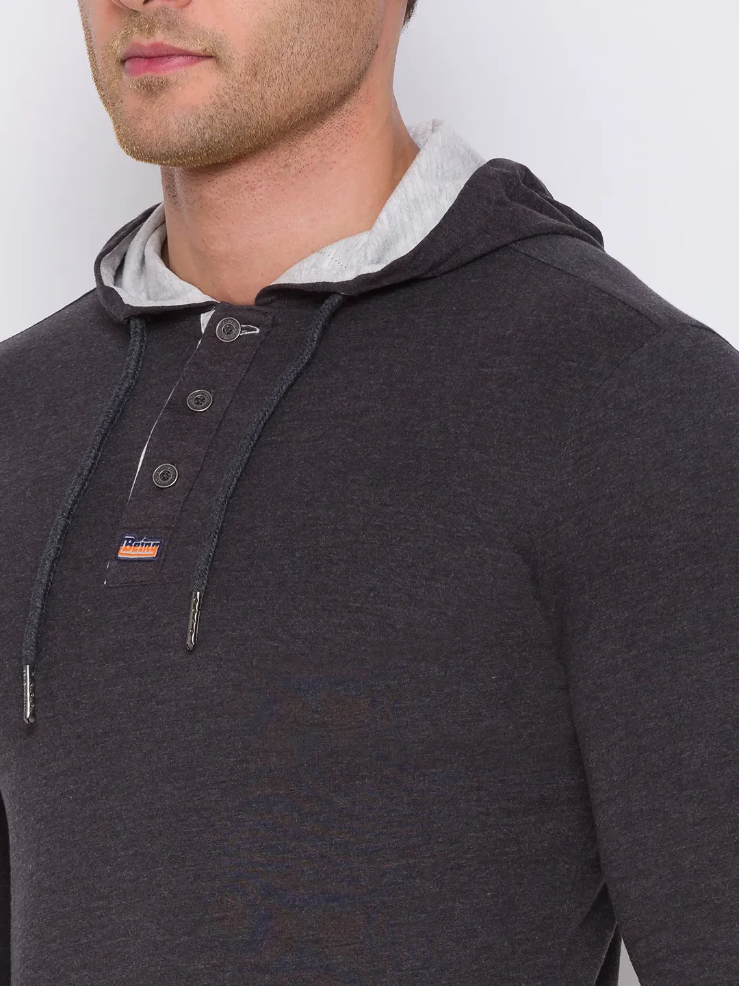 Grey Regular Fit Men's Long Sleeves T-Shirt by Being Human Clothing - Image 5