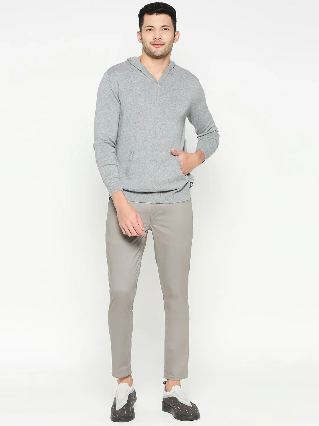 Grey Regular Fit Men's Hoodie by Being Human Clothing - Image 6