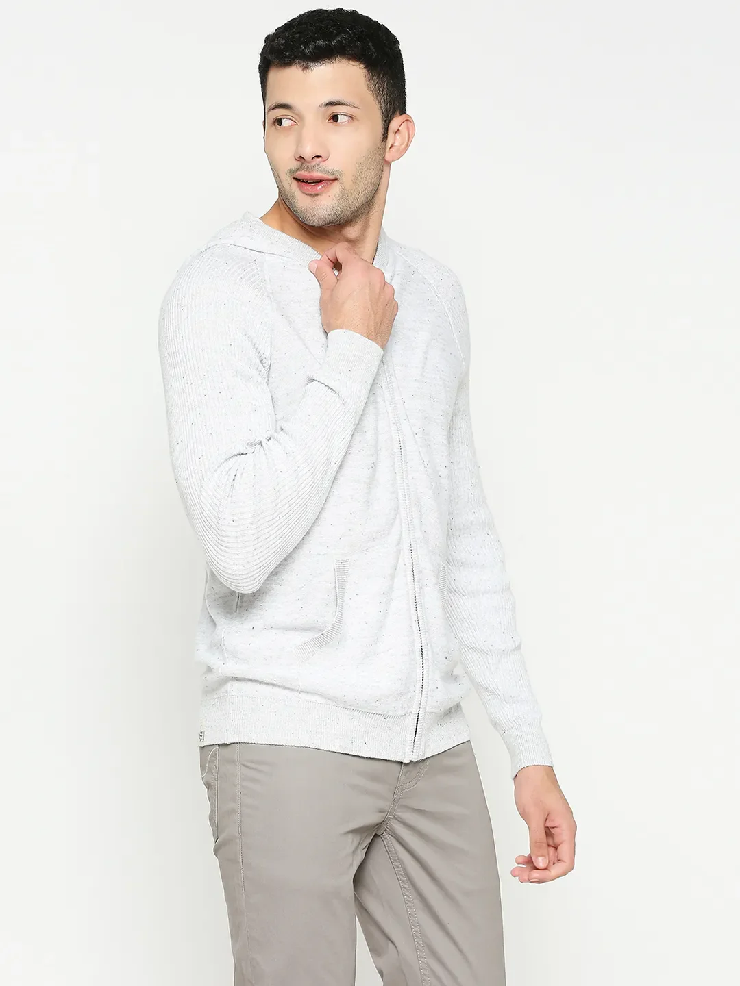 Grey Regular Fit Men's Hoodie by Being Human Clothing - Image 2