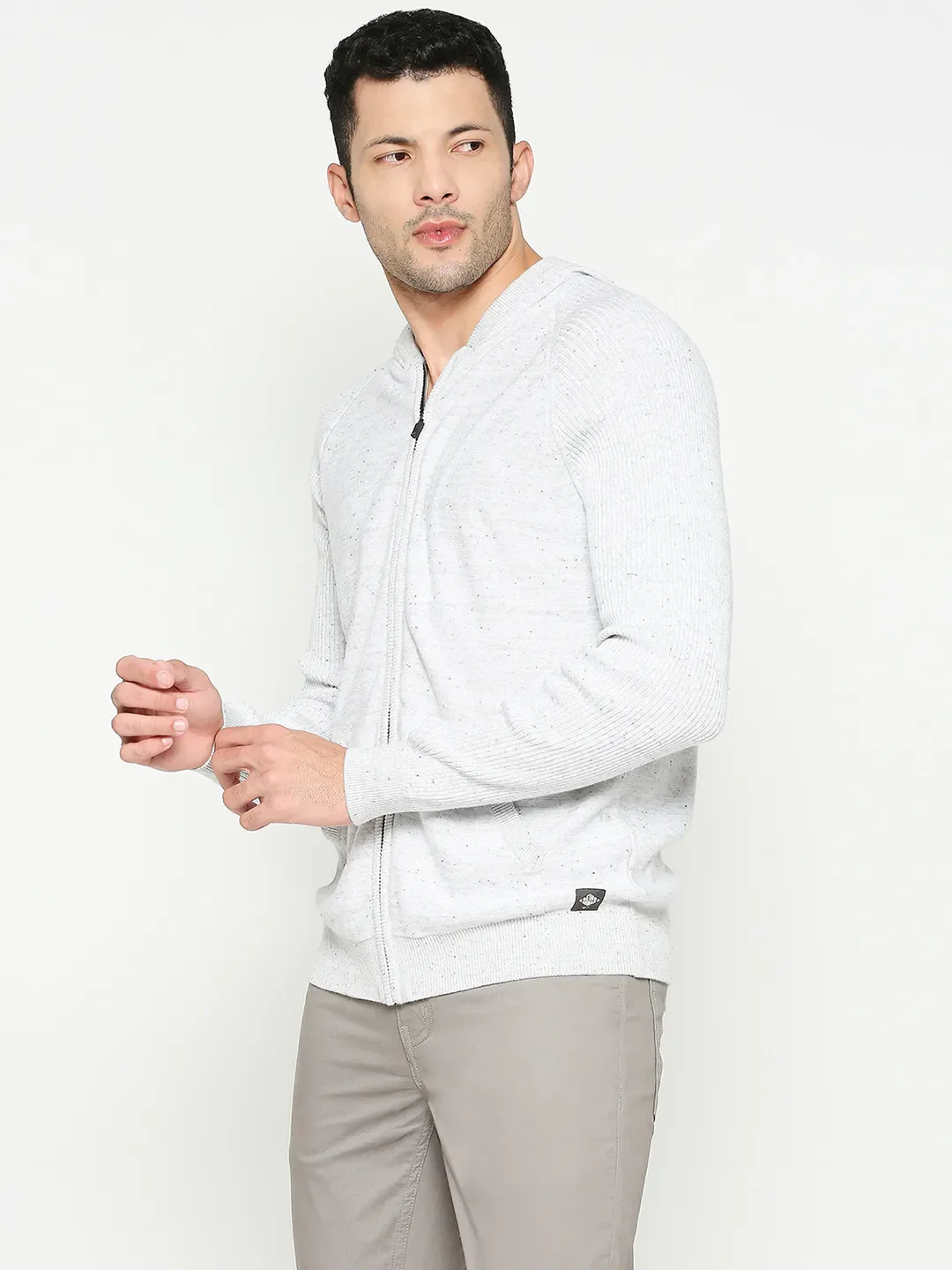 Grey Regular Fit Men's Hoodie by Being Human Clothing - Image 3