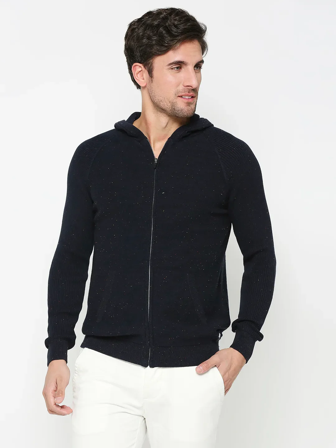 Blue Regular Fit  Long Sleeves Men's Hoodie by Being Human Clothing