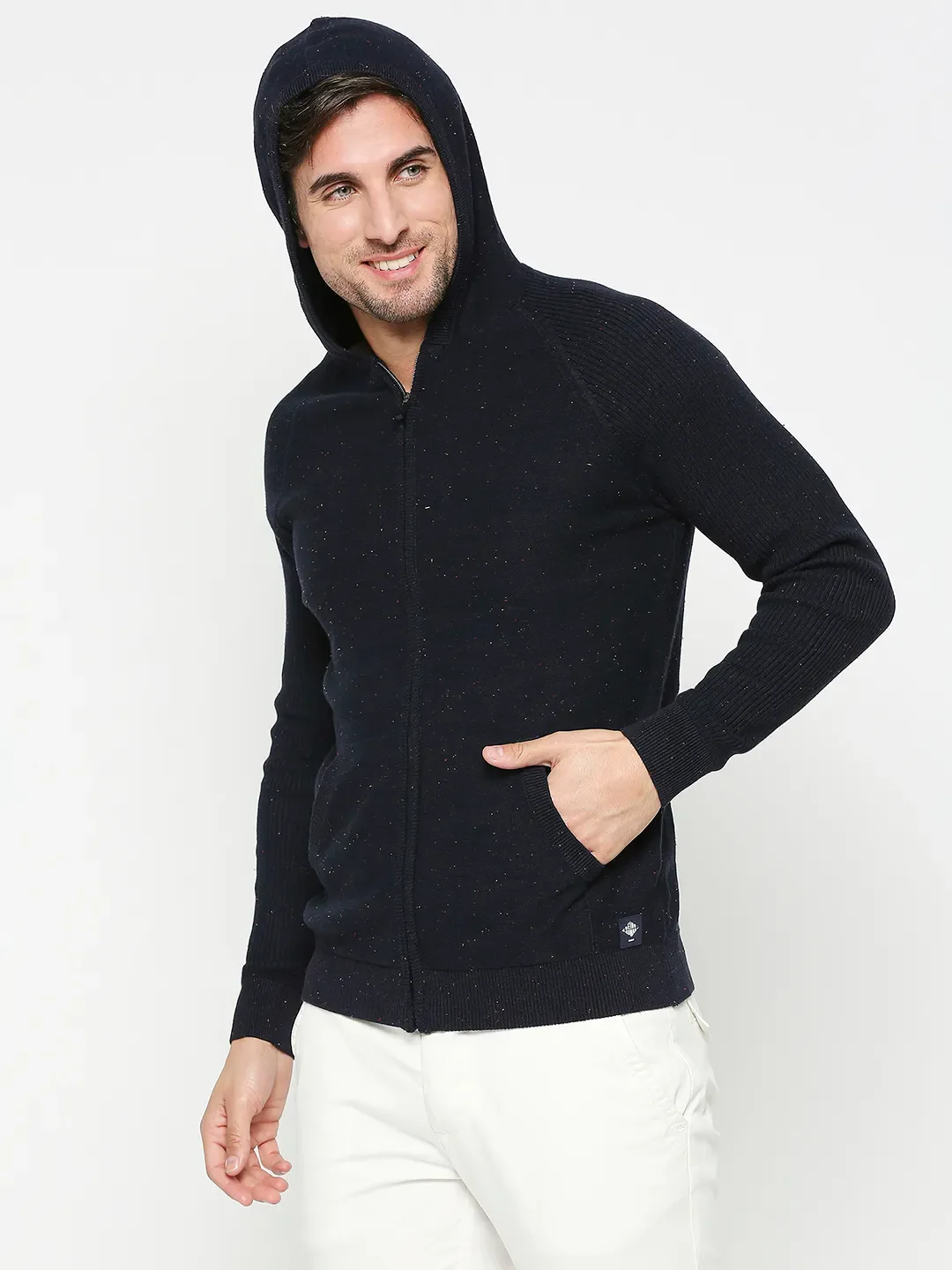Blue Regular Fit  Long Sleeves Men's Hoodie by Being Human Clothing - Image 2