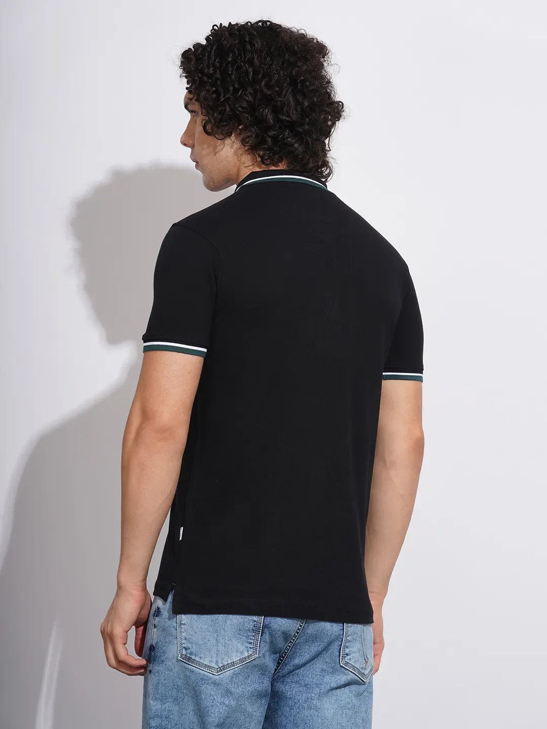 Black Regular Fit Men's Polo T-Shirt by Being Human Clothing - Image 3