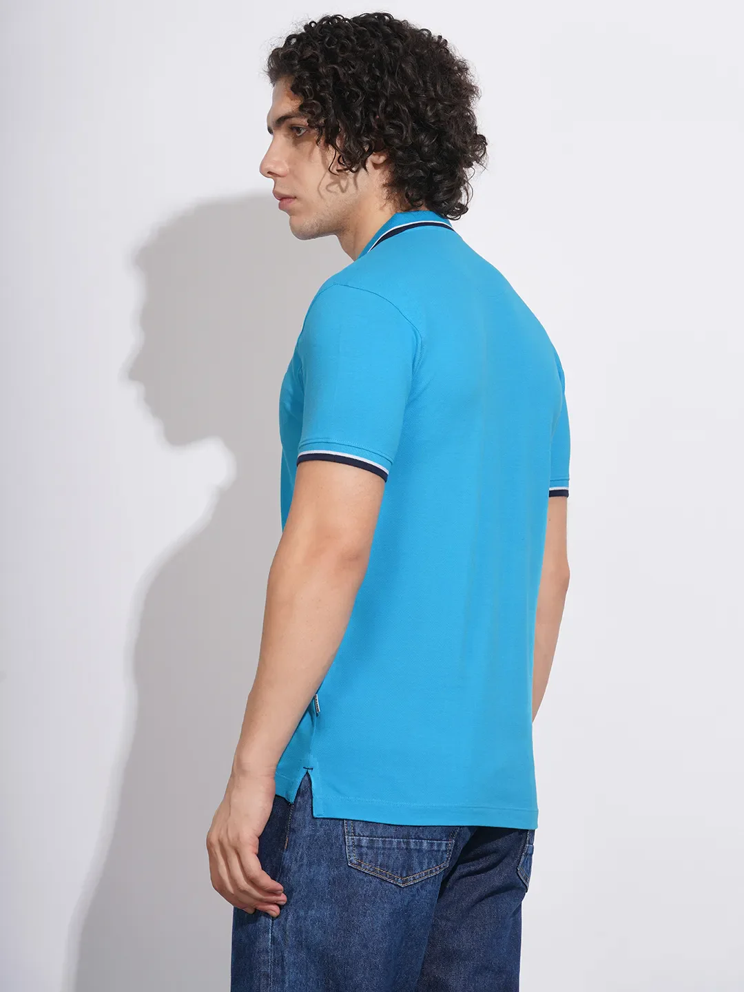 Blue Regular Fit Men's Polo T-Shirt by Being Human Clothing - Image 3