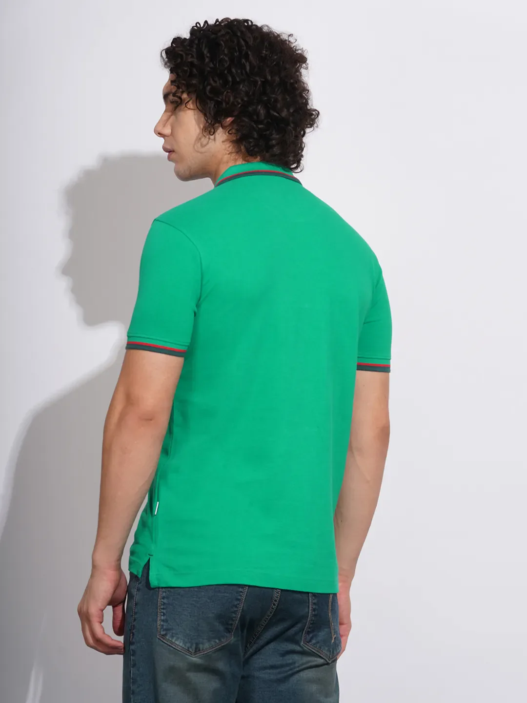 Green Regular Fit Men's Polo T-Shirt by Being Human Clothing - Image 3