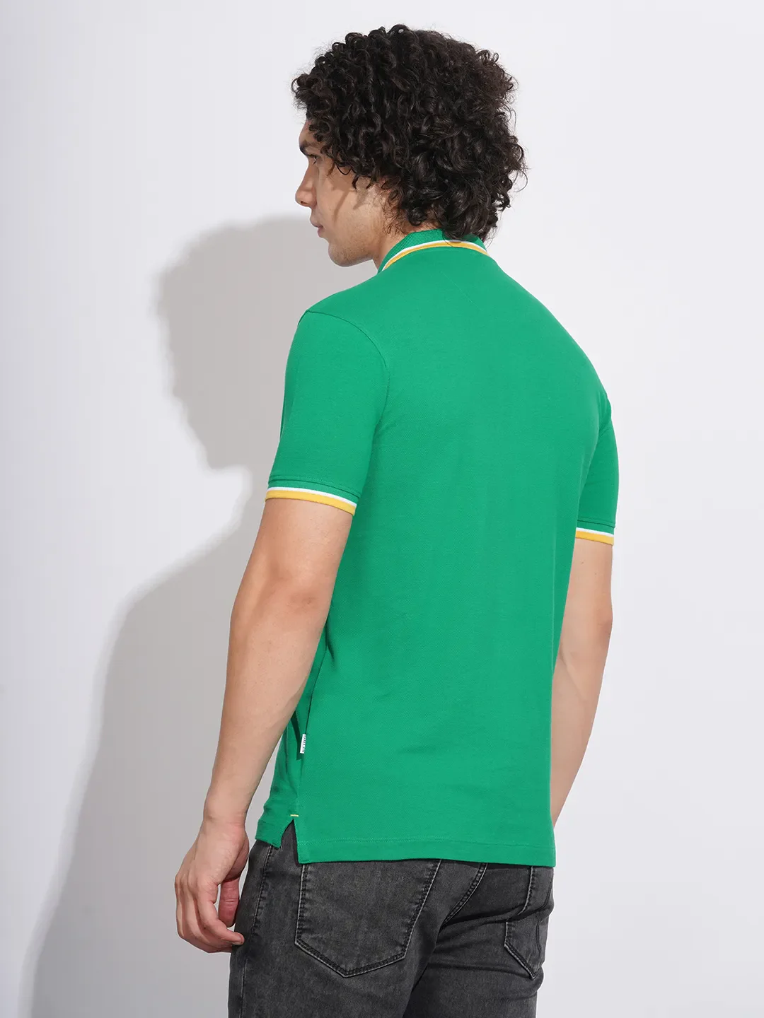 Green Regular Fit Men's Polo T-Shirt by Being Human Clothing - Image 3
