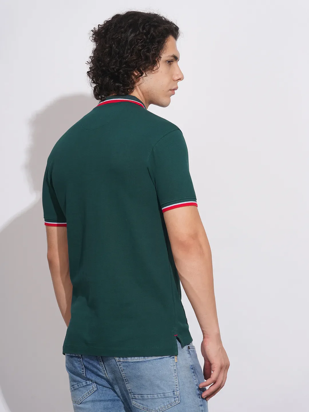 Green Regular Fit Men's Polo T-Shirt by Being Human Clothing - Image 3