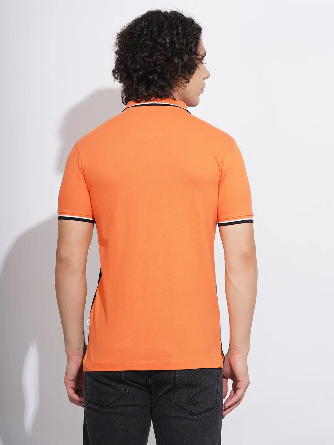 Orange Regular Fit Men's Polo T-Shirt by Being Human Clothing - Image 3