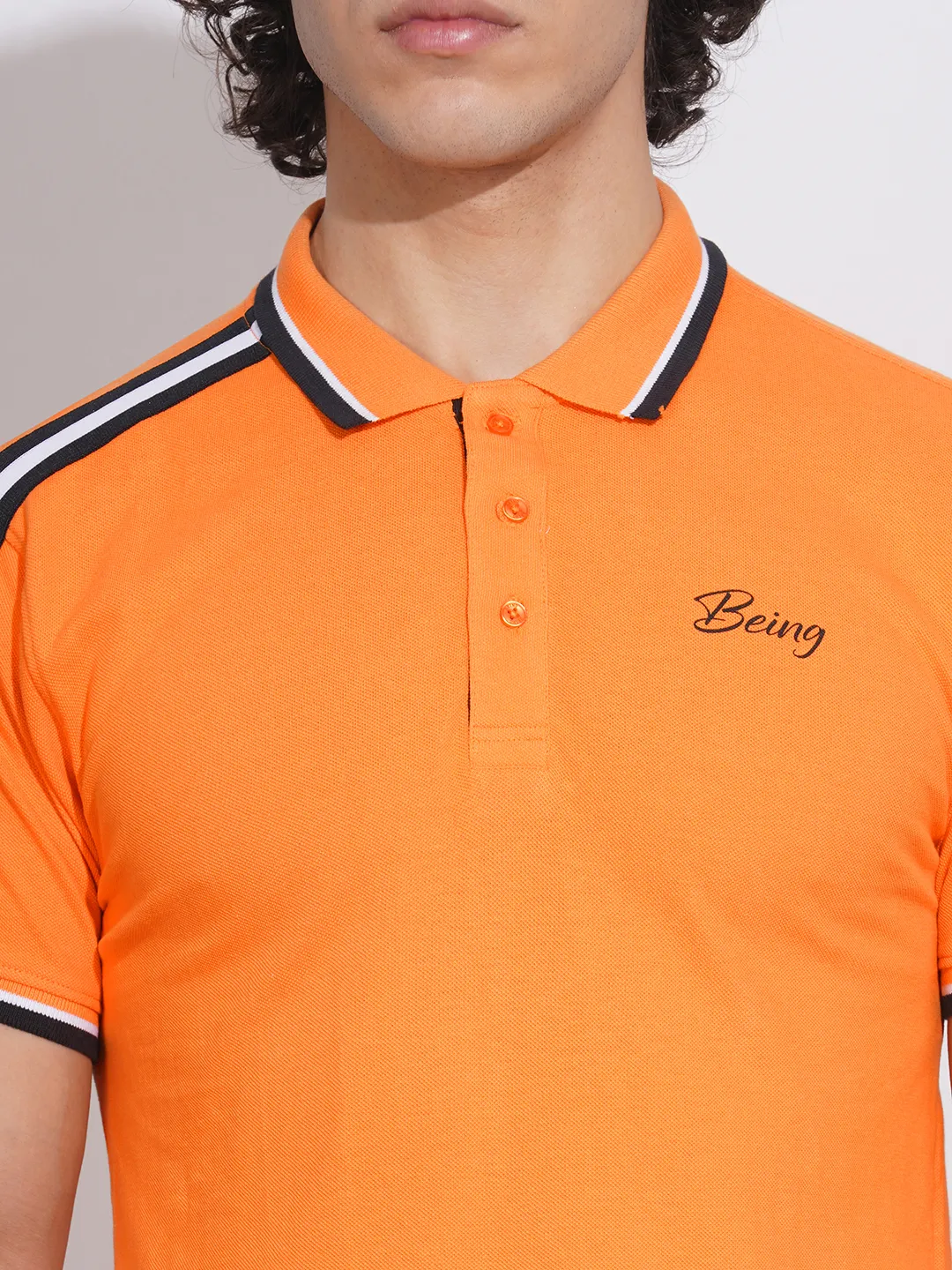 Orange Regular Fit Men's Polo T-Shirt by Being Human Clothing - Image 5
