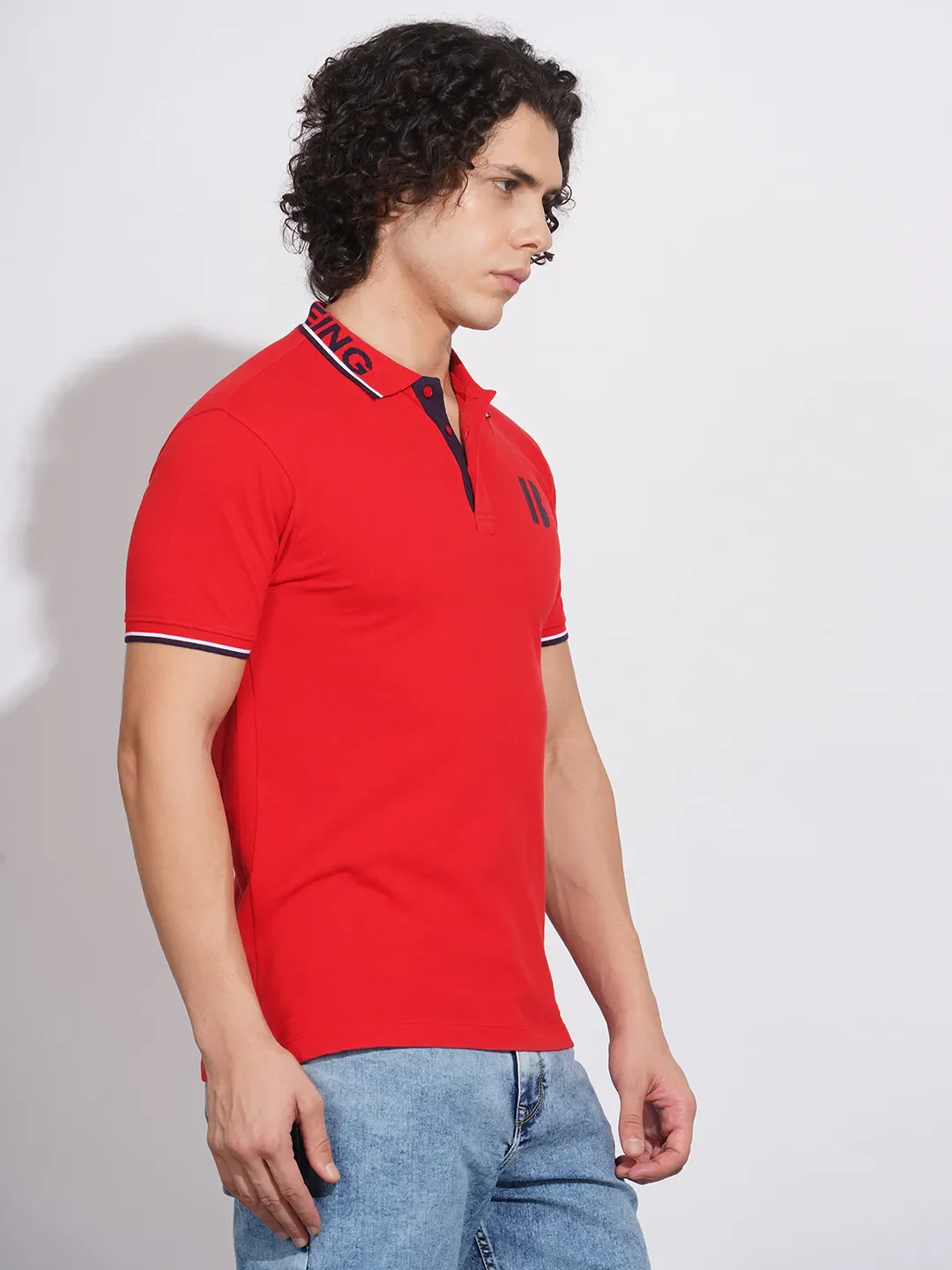 Red Regular Fit Men's Polo T-Shirt by Being Human Clothing - Image 2