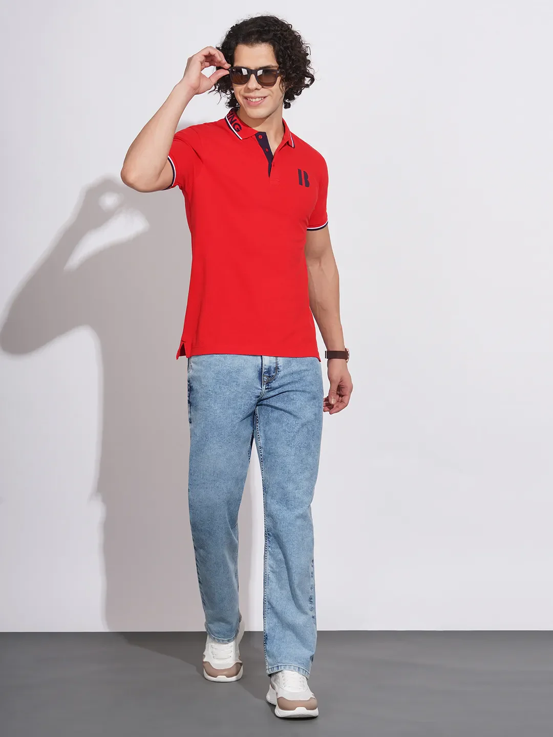 Red Regular Fit Men's Polo T-Shirt by Being Human Clothing - Image 4