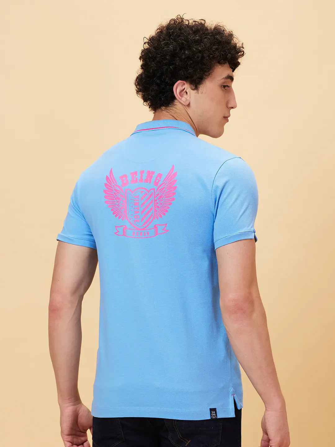 Blue Regular Fit Men's Polo T-Shirt by Being Human Clothing - Image 2