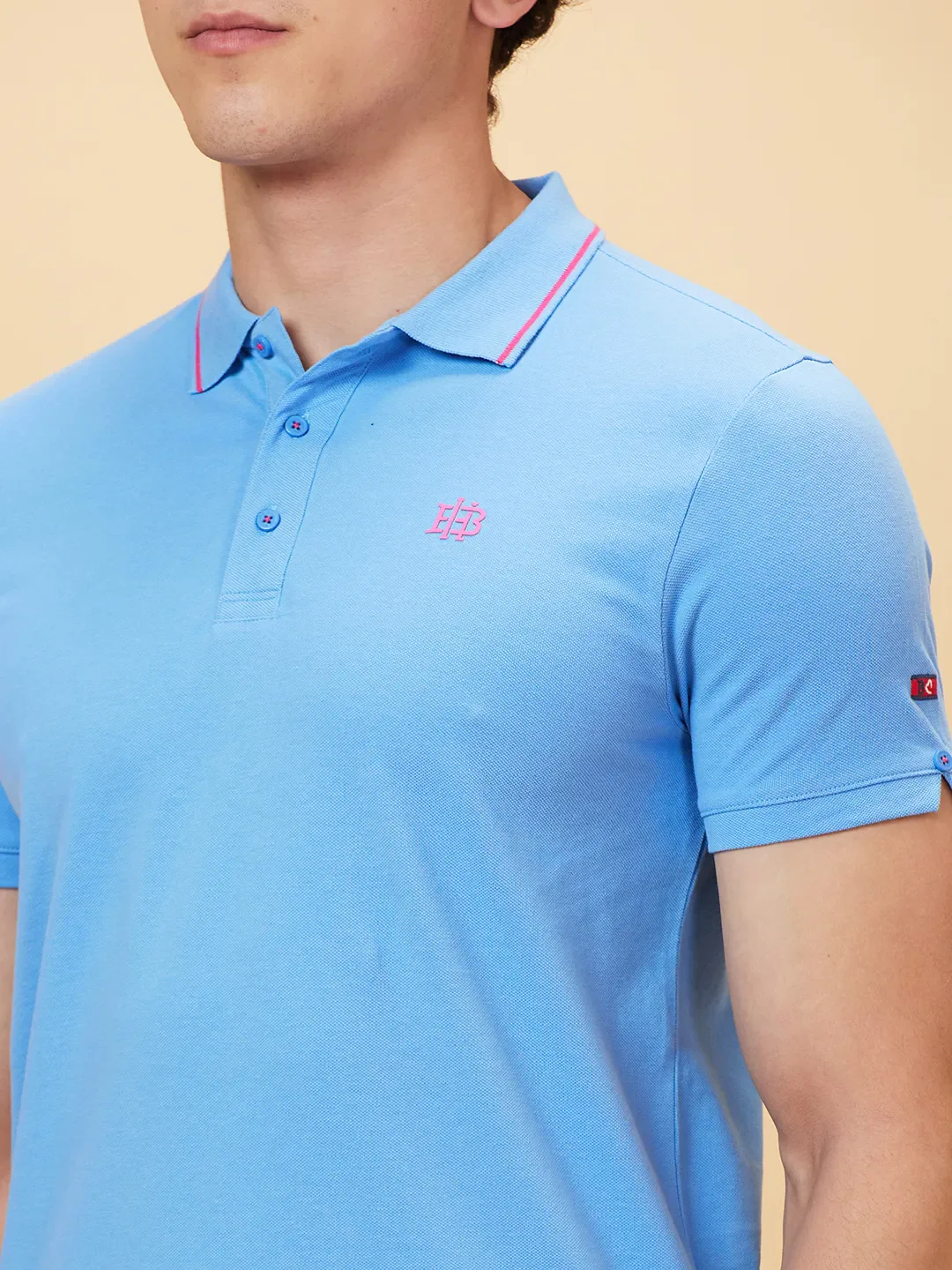 Blue Regular Fit Men's Polo T-Shirt by Being Human Clothing - Image 4