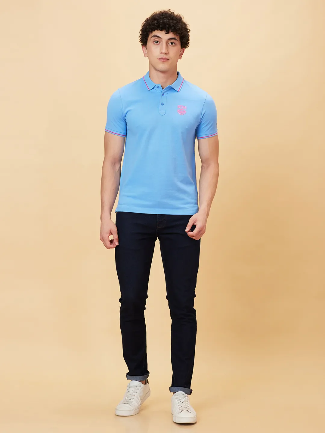 Blue Regular Fit Men's Polo T-Shirt by Being Human Clothing