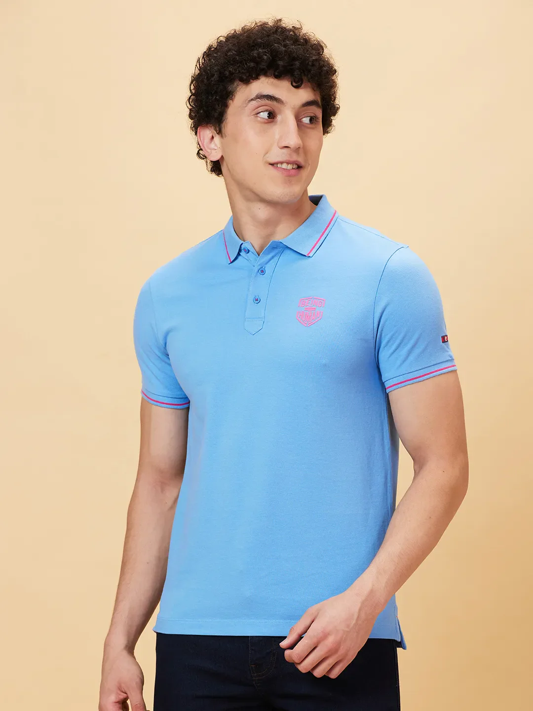Blue Regular Fit Men's Polo T-Shirt by Being Human Clothing - Image 3