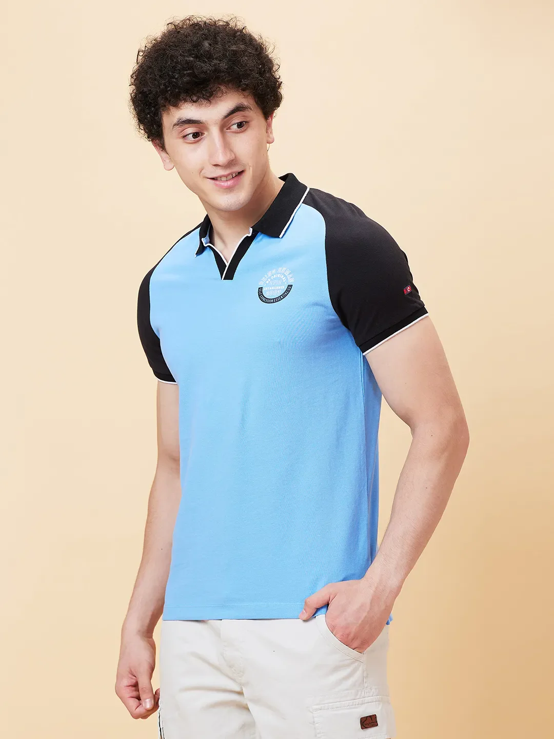 Blue Regular Fit Men's Polo T-Shirt by Being Human Clothing - Image 2