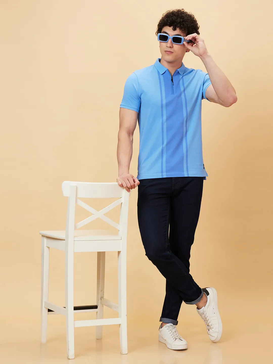 Multicolor Regular Fit Men's Polo T-Shirt by Being Human Clothing - Image 5