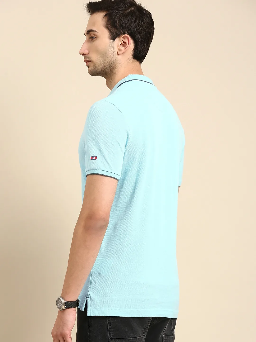 Blue Regular Fit Men's Polo T-Shirt by Being Human Clothing - Image 3