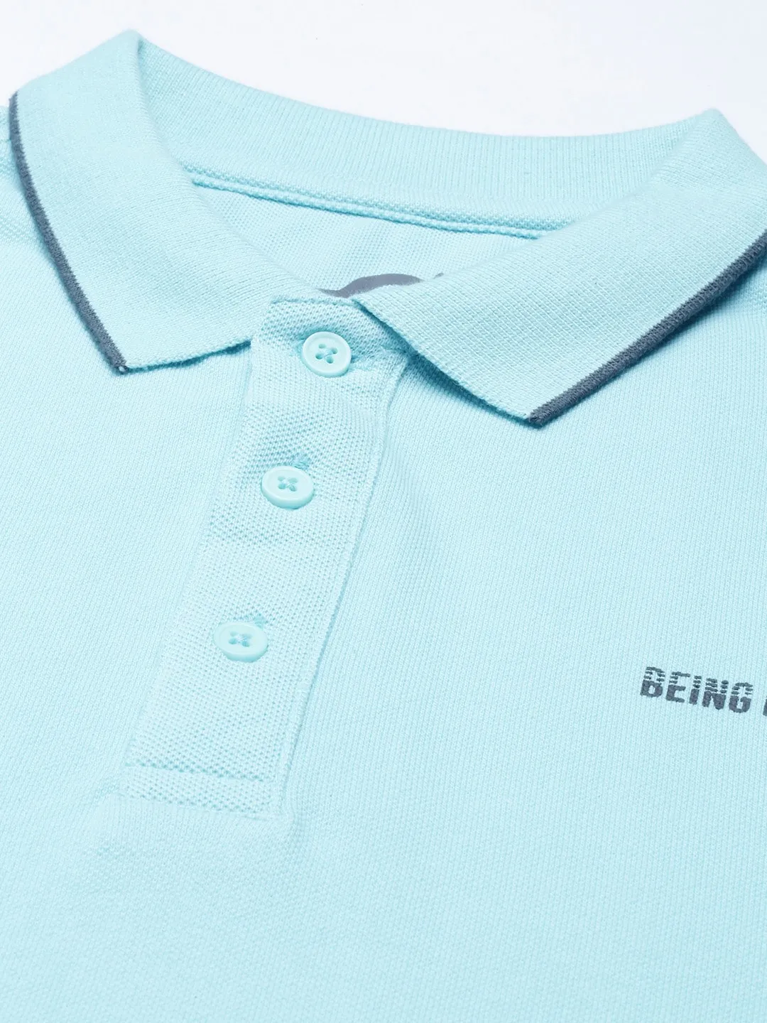 Blue Regular Fit Men's Polo T-Shirt by Being Human Clothing - Image 4
