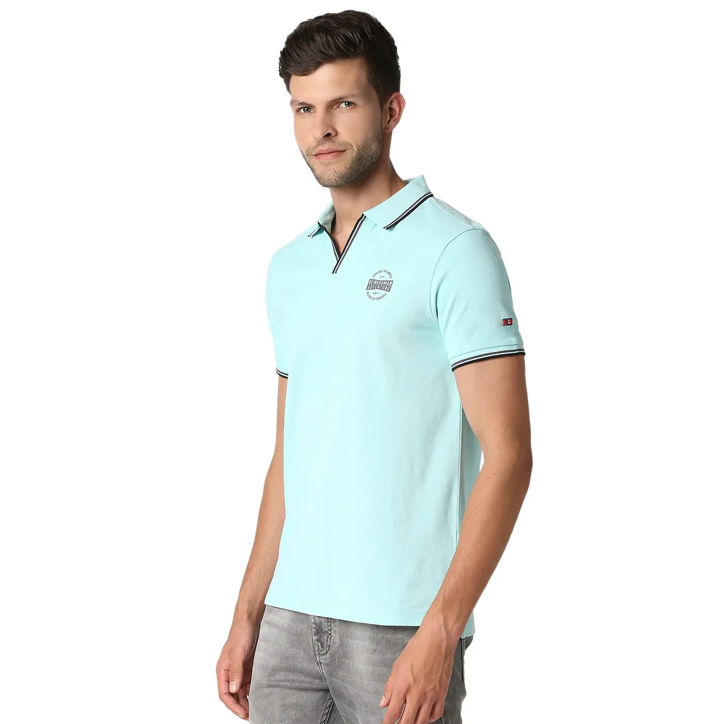 Aqua Regular Fit Men's Polo T-Shirt by Being Human Clothing - Image 2