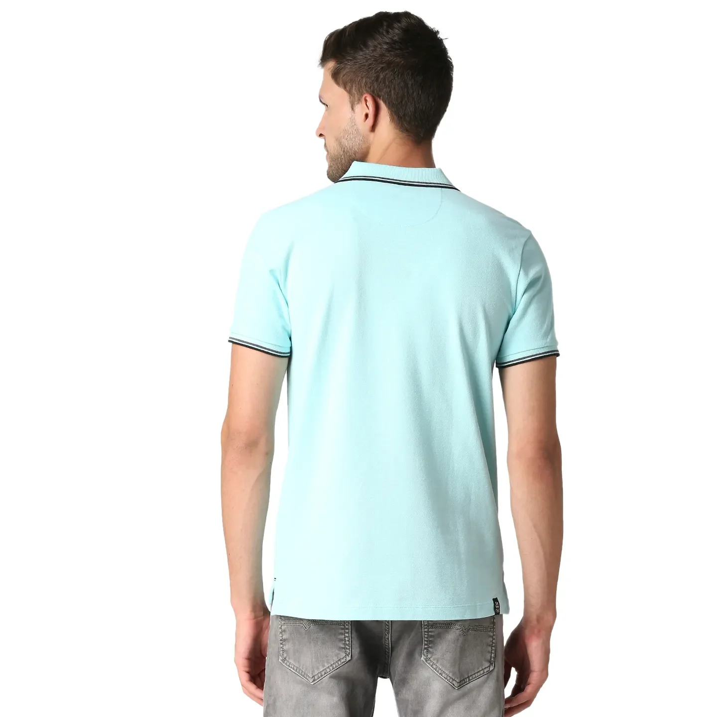 Aqua Regular Fit Men's Polo T-Shirt by Being Human Clothing - Image 3