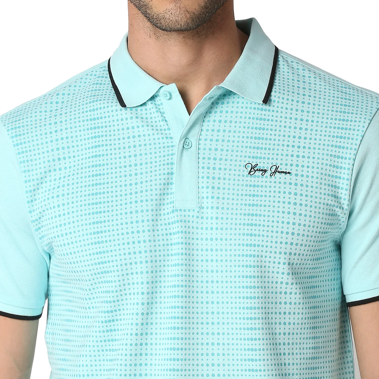 Blue Regular Fit Men's Polo T-Shirt by Being Human Clothing - Image 5
