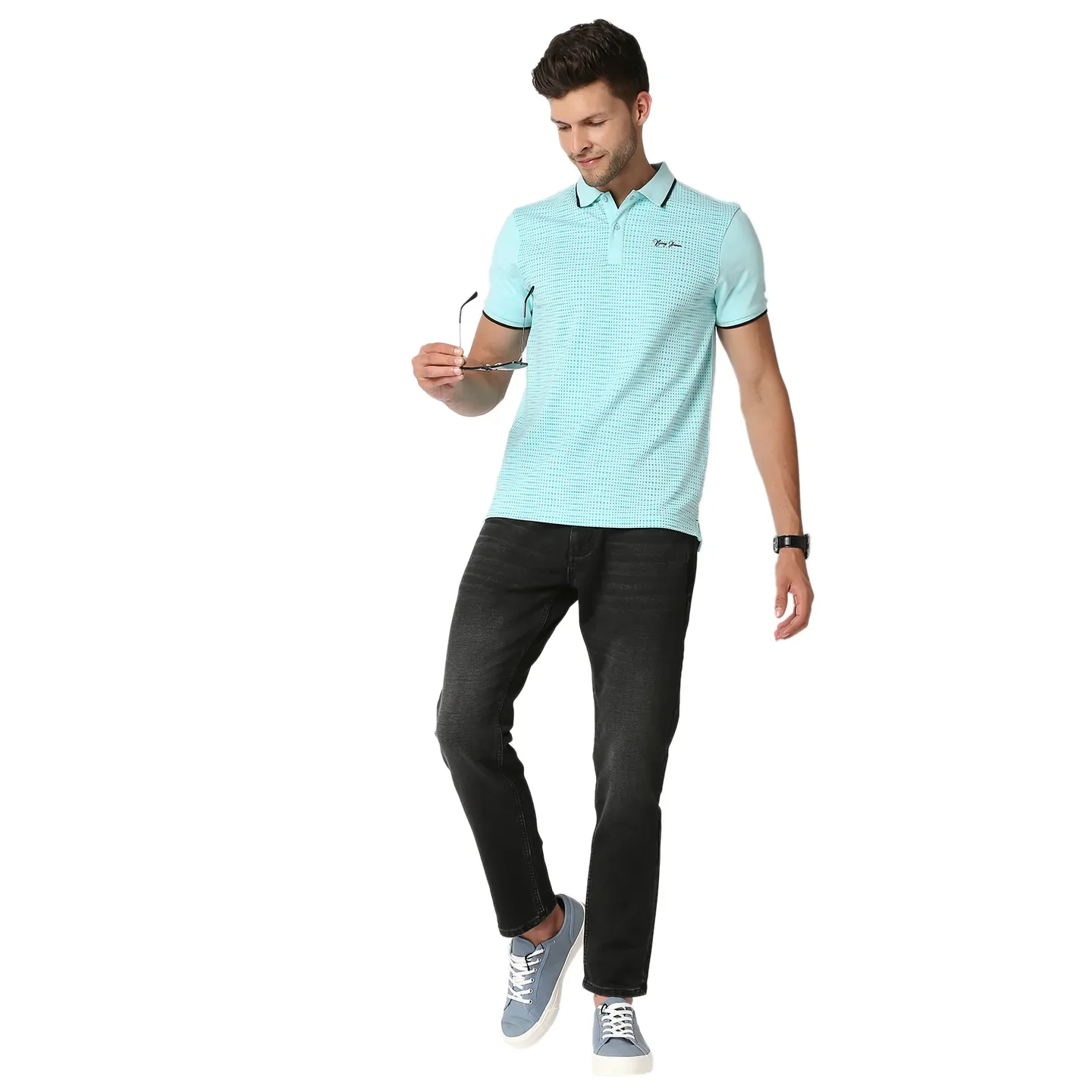 Blue Regular Fit Men's Polo T-Shirt by Being Human Clothing - Image 6