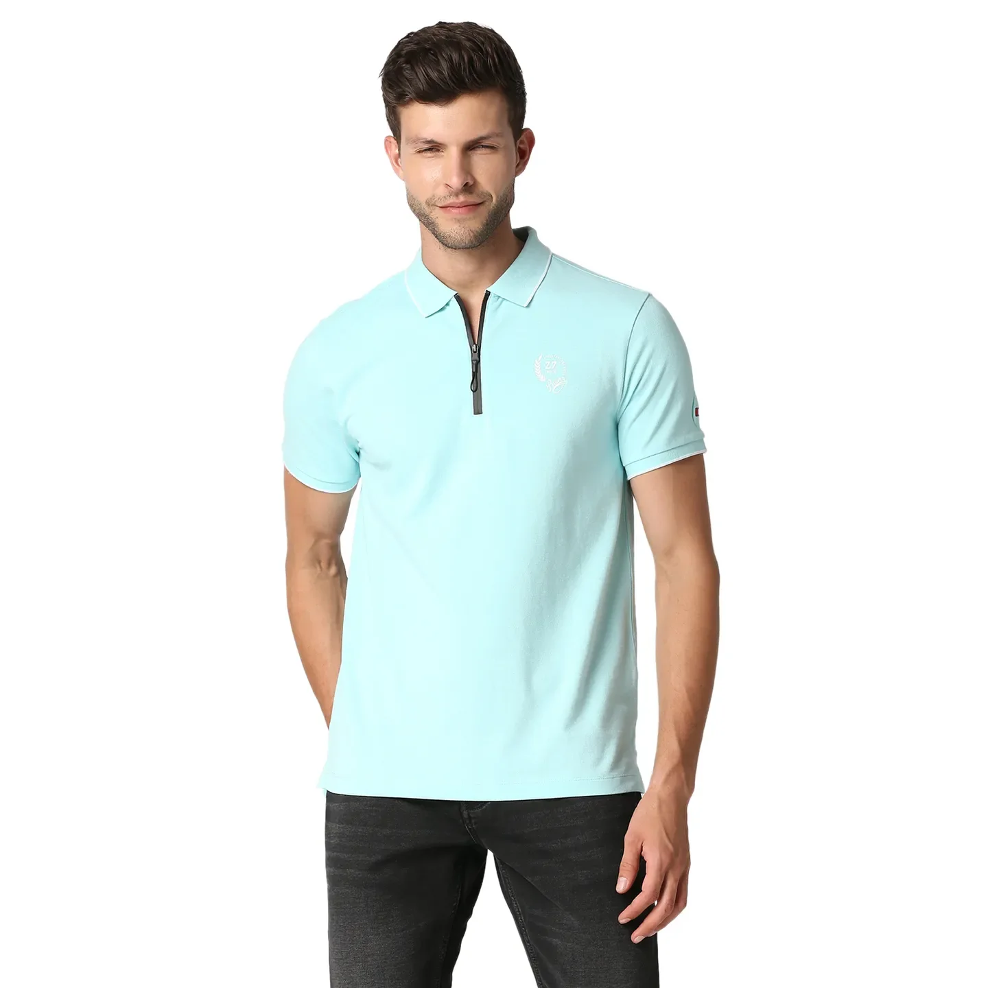 Blue Regular Fit Men's Polo T-Shirt by Being Human Clothing