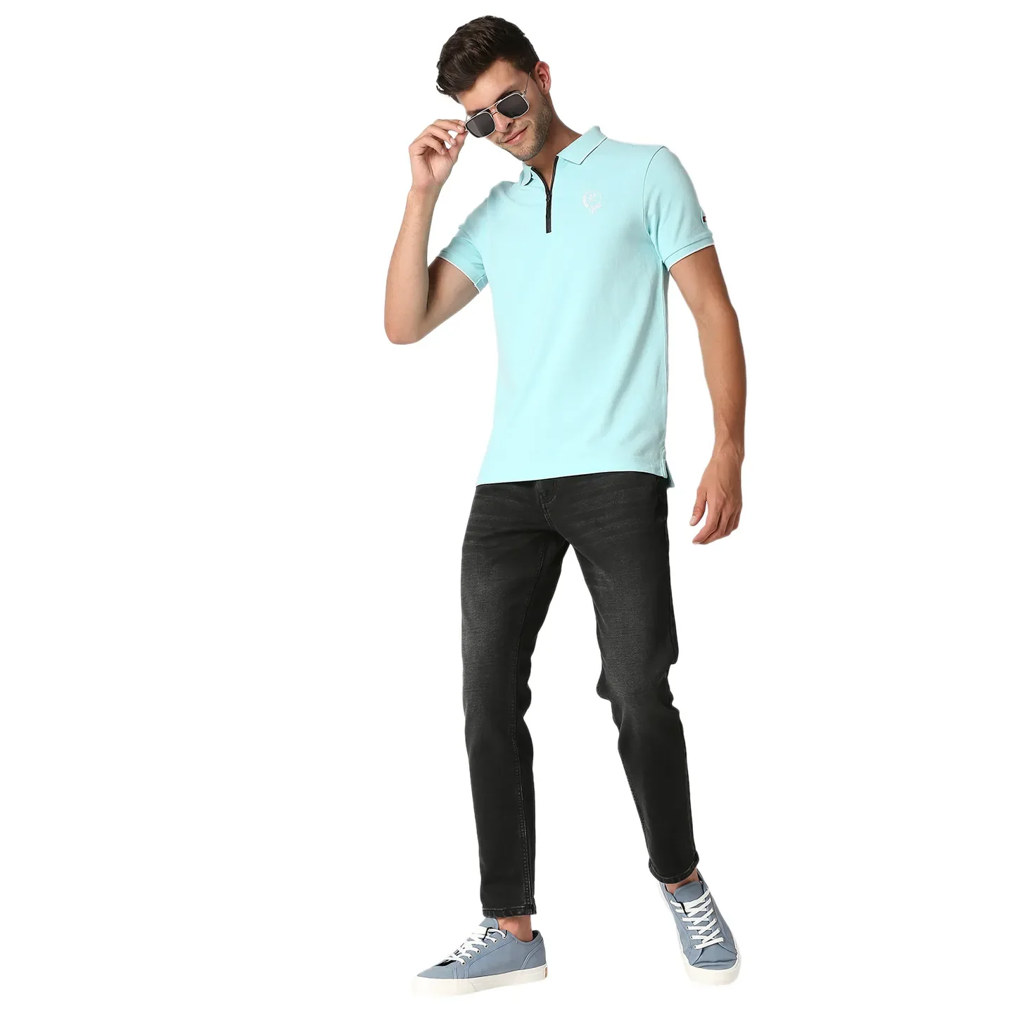 Blue Regular Fit Men's Polo T-Shirt by Being Human Clothing - Image 6