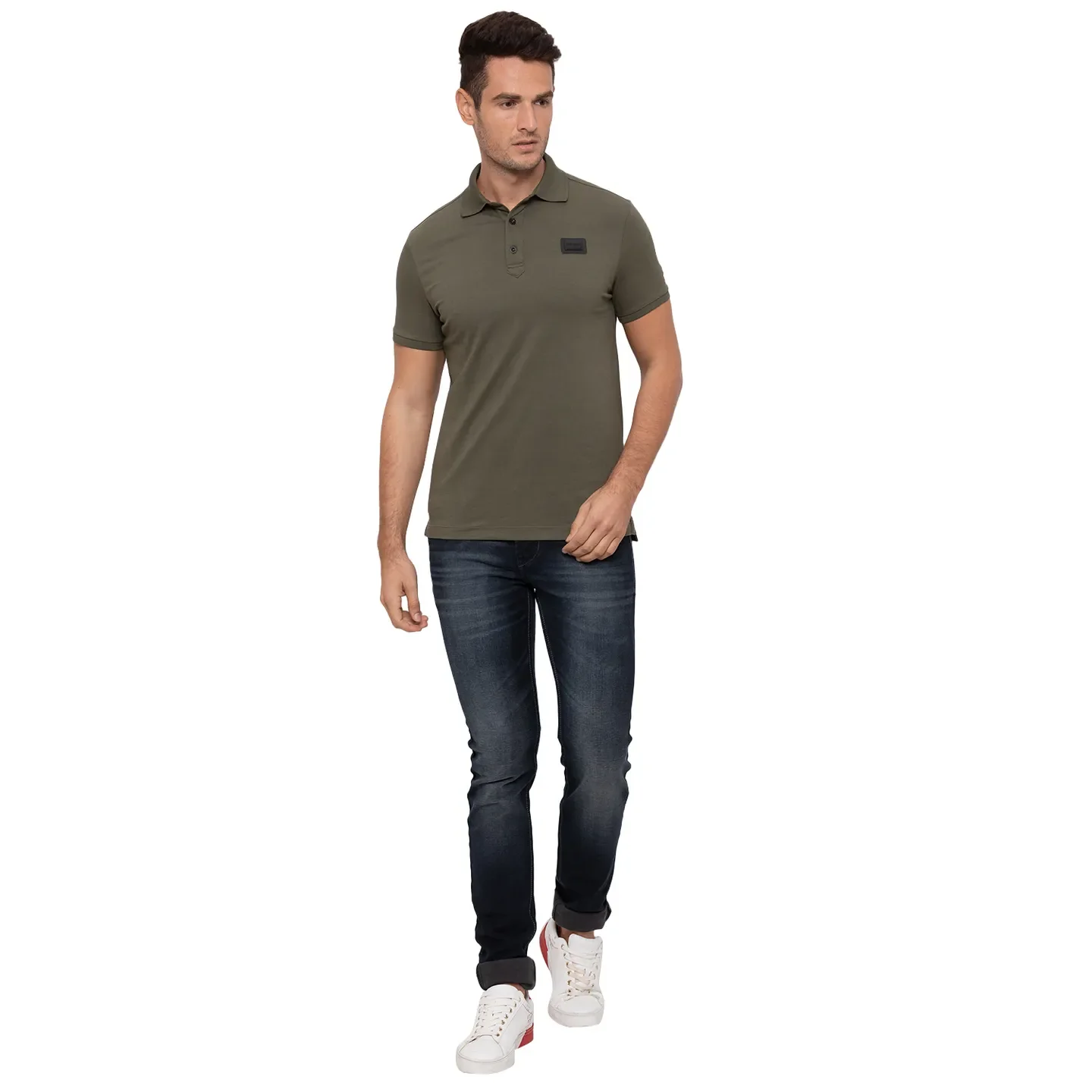 Green Regular Fit Men's Polo T-Shirt by Being Human Clothing - Image 2