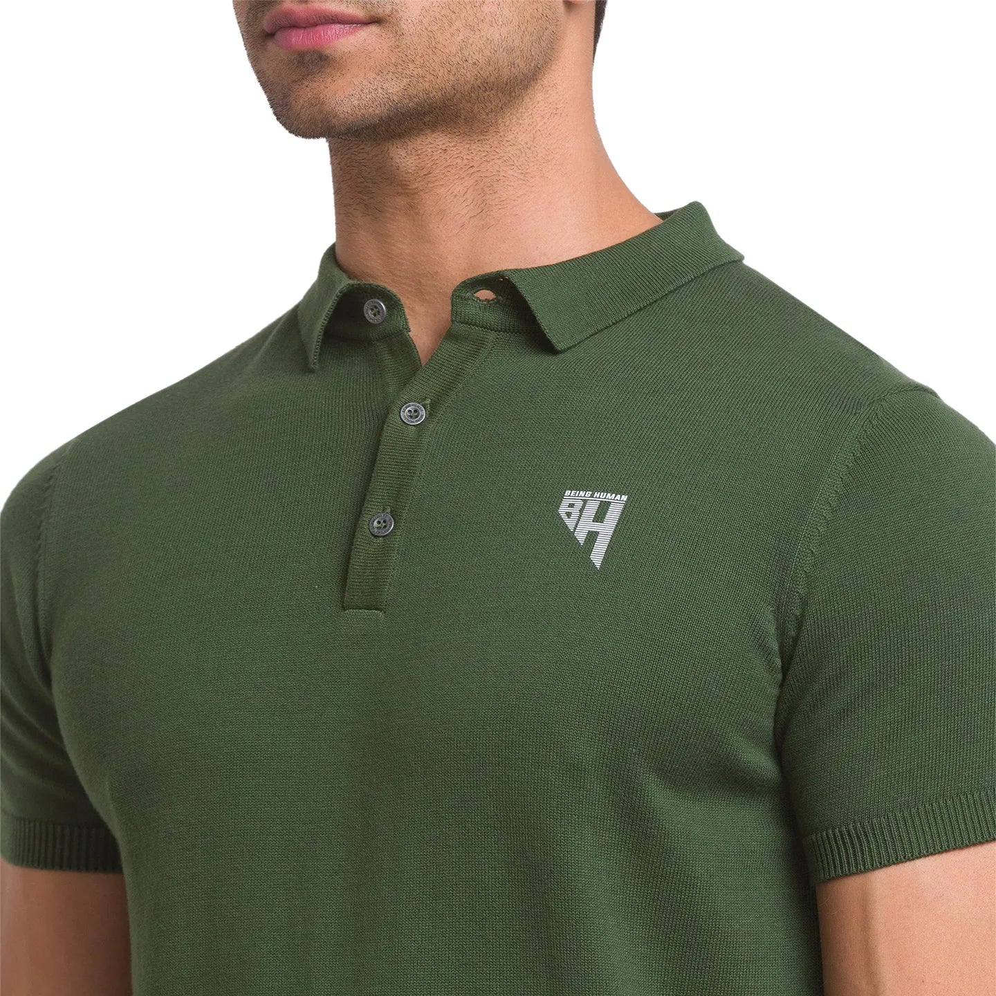 Green Regular Fit Men's Polo T-shirt by Being Human Clothing - Image 5