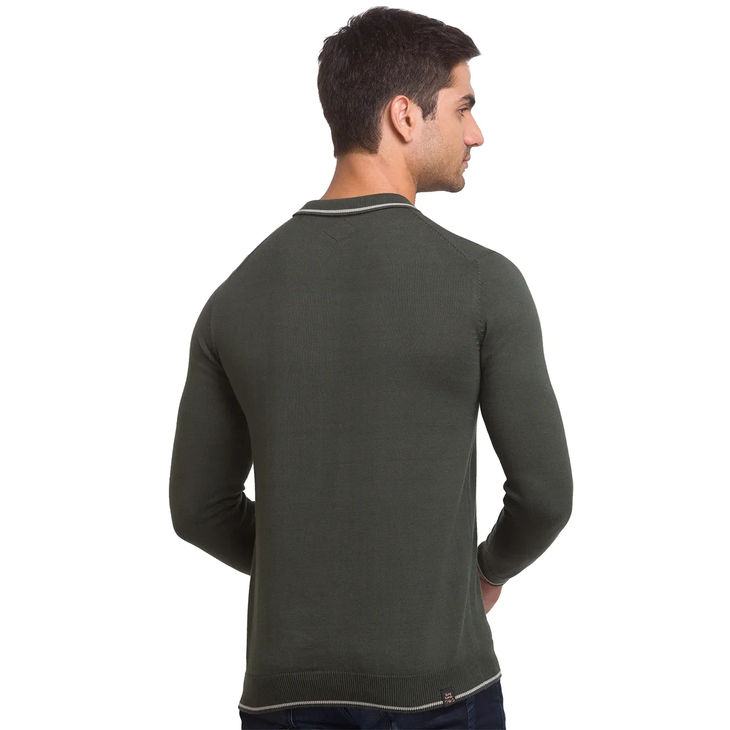 Green Regular Fit Men's Long Sleeves Polo T-Shirt by Being Human Clothing - Image 3