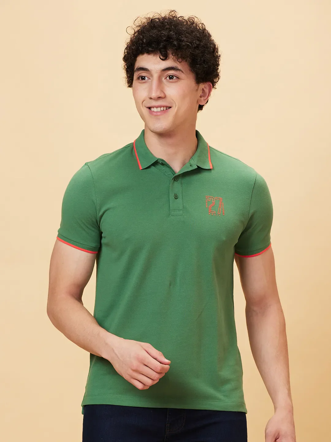 Green Regular Fit Men's Polo T-Shirt by Being Human Clothing - Image 6
