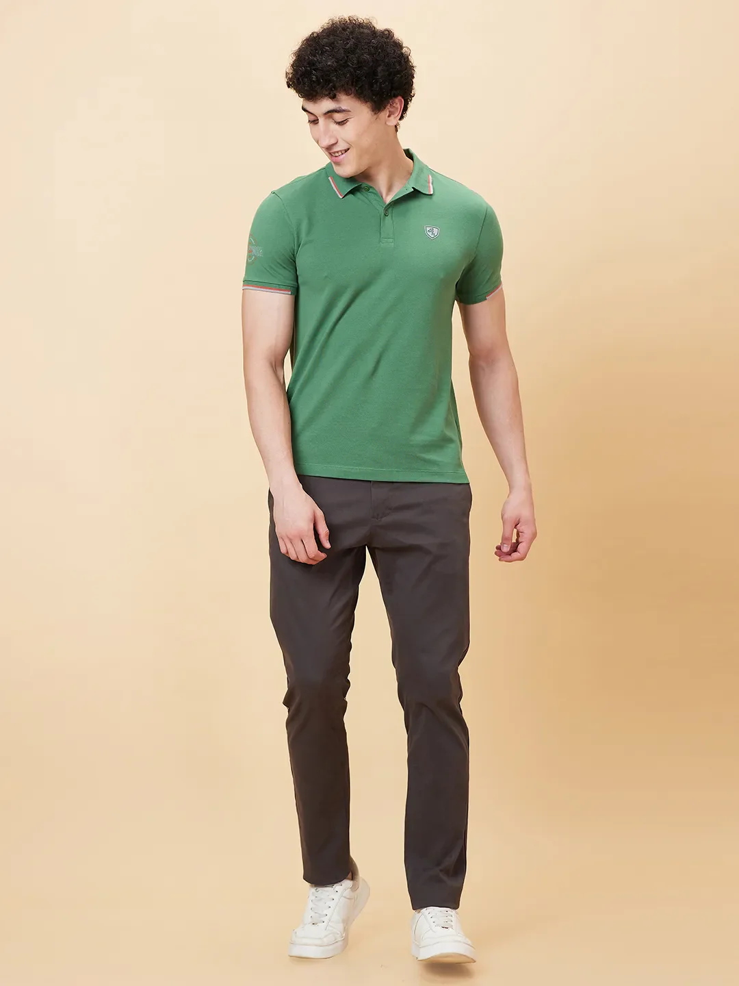 Green Regular Fit Men's Polo T-Shirt by Being Human Clothing