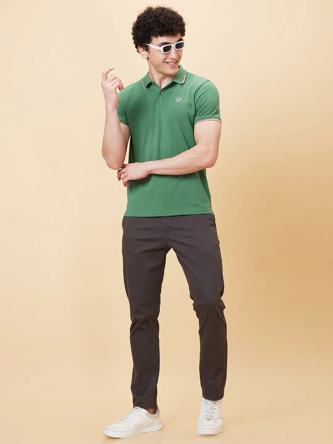 Green Regular Fit Men's Polo T-Shirt by Being Human Clothing - Image 5