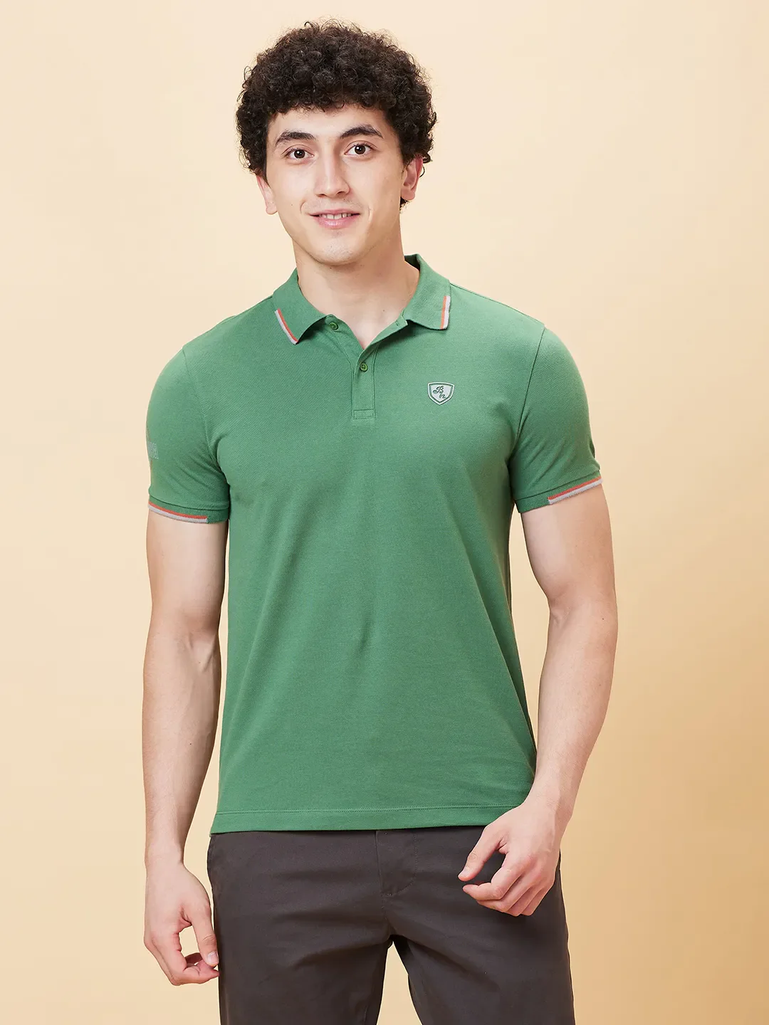 Green Regular Fit Men's Polo T-Shirt by Being Human Clothing - Image 6