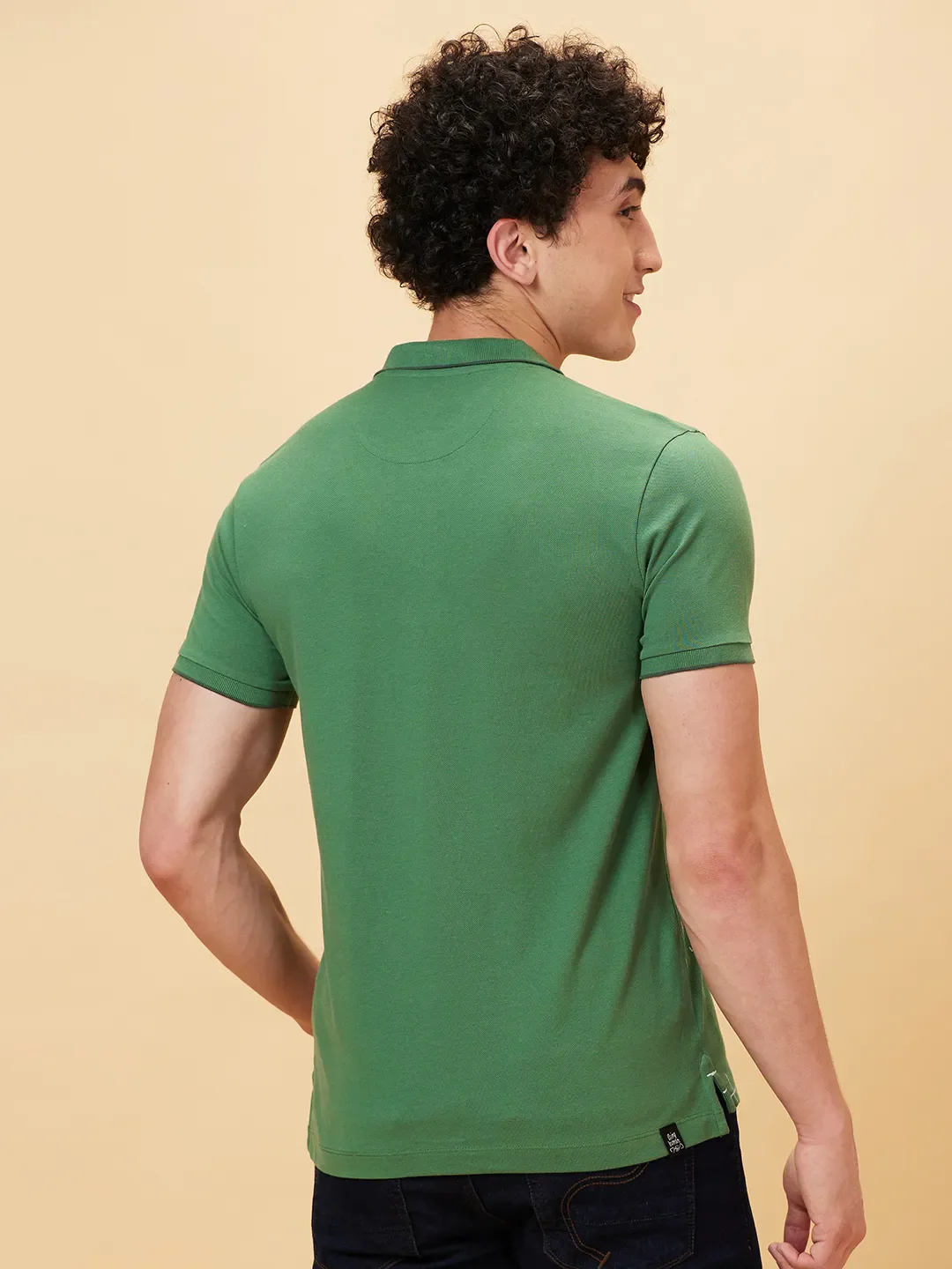 Green Regular Fit Men's Polo T-Shirt by Being Human Clothing - Image 2