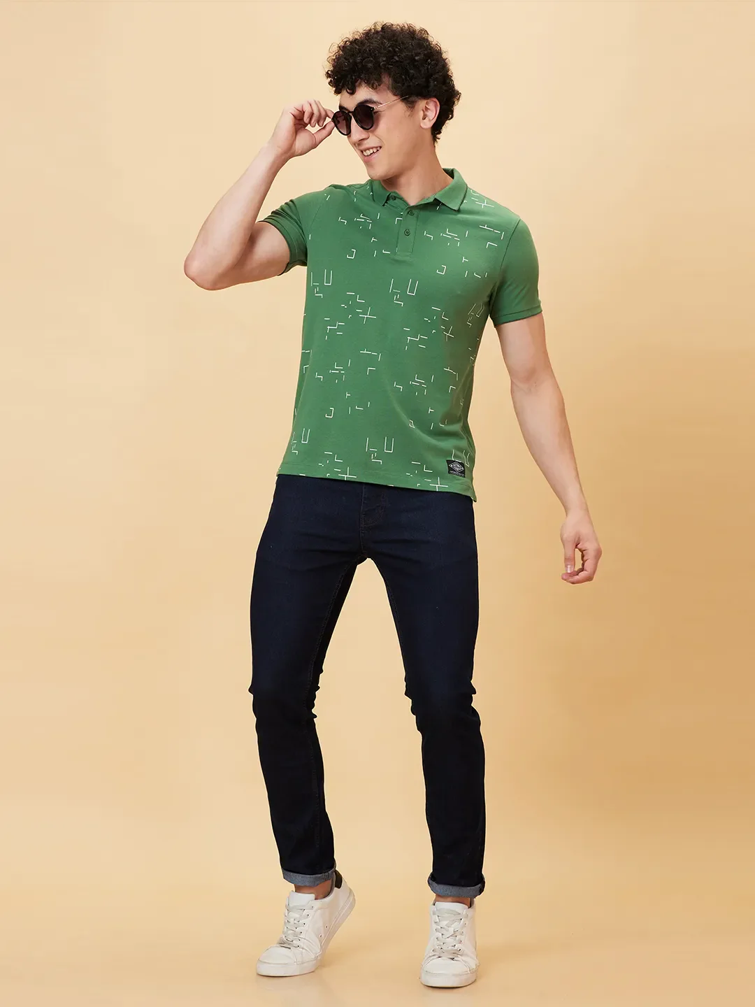 Green Regular Fit Men's Polo T-Shirt by Being Human Clothing - Image 5
