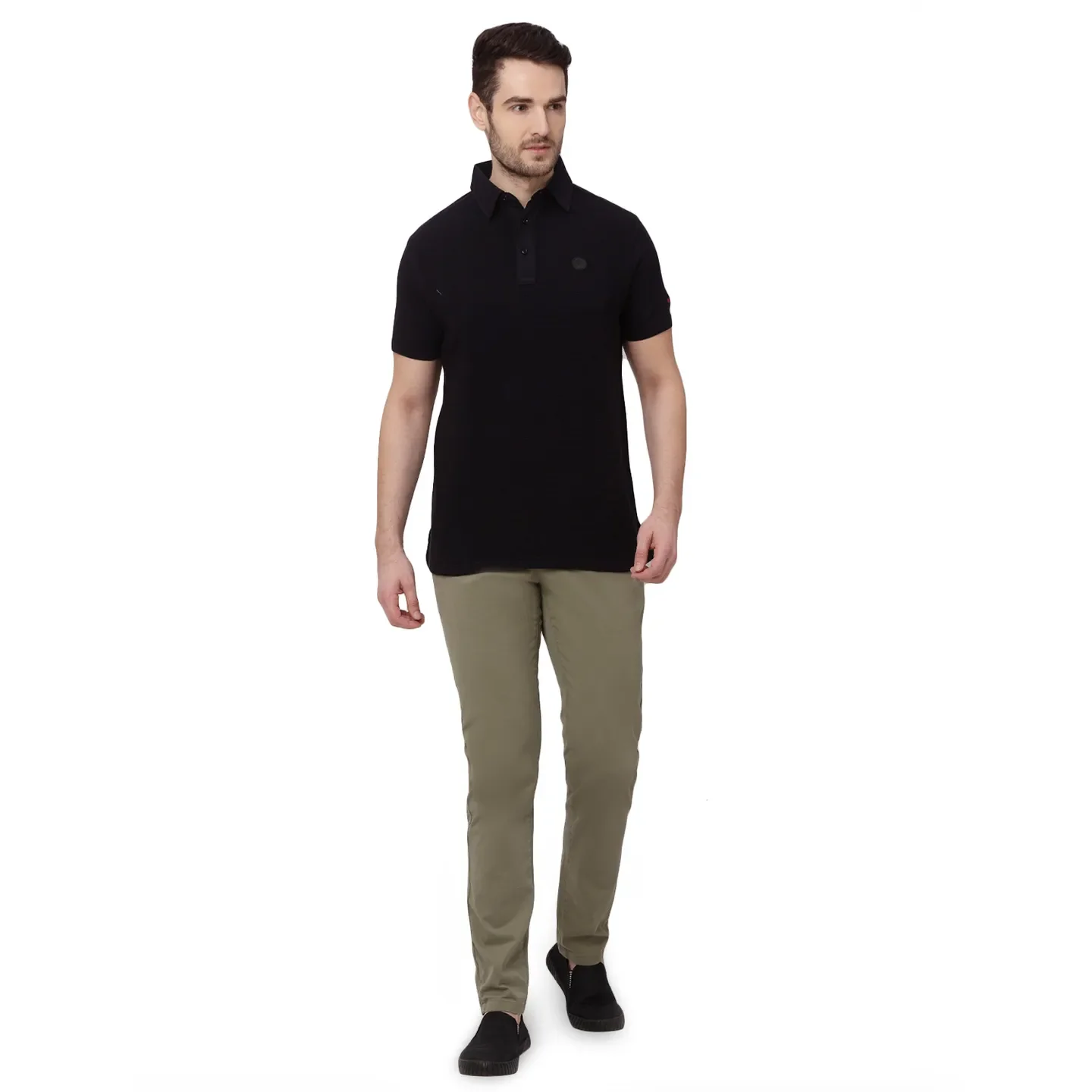 Black Regular Fit Men's Polo T-Shirt by Being Human Clothing - Image 6