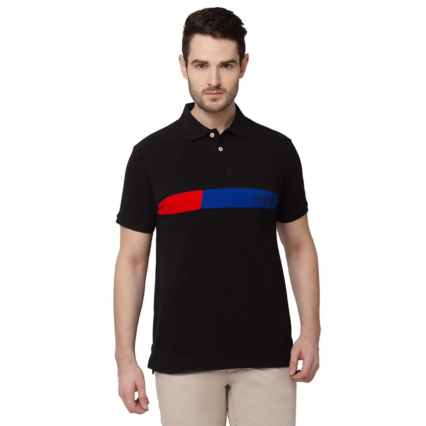 Black Regular Fit Men's Polo T-Shirt by Being Human Clothing