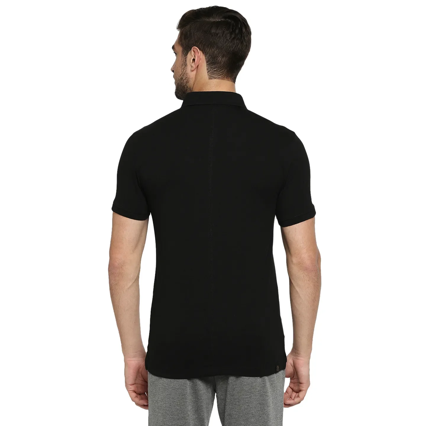 Black Regular Fit Men's Polo T-Shirt by Being Human Clothing - Image 4