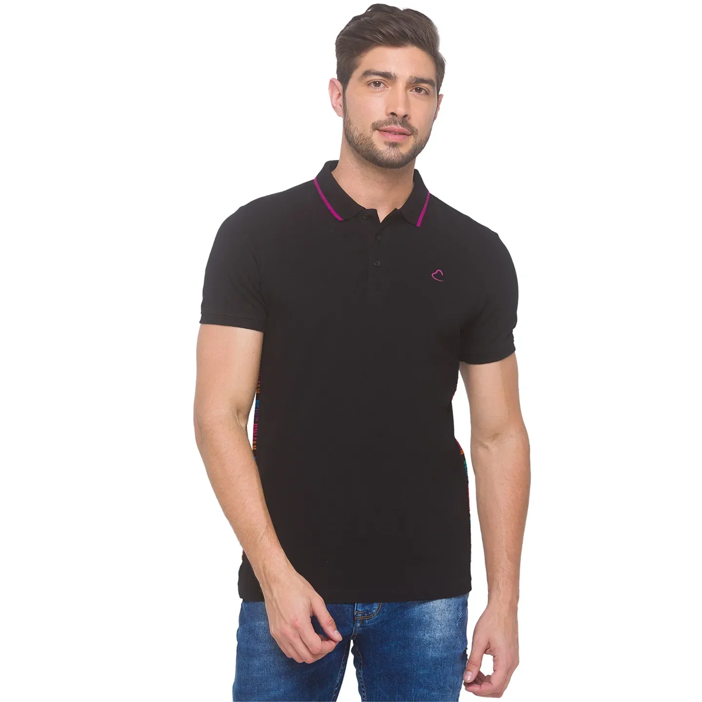 Black Regular Fit Men's Polo T-shirt by Being Human Clothing - Image 5