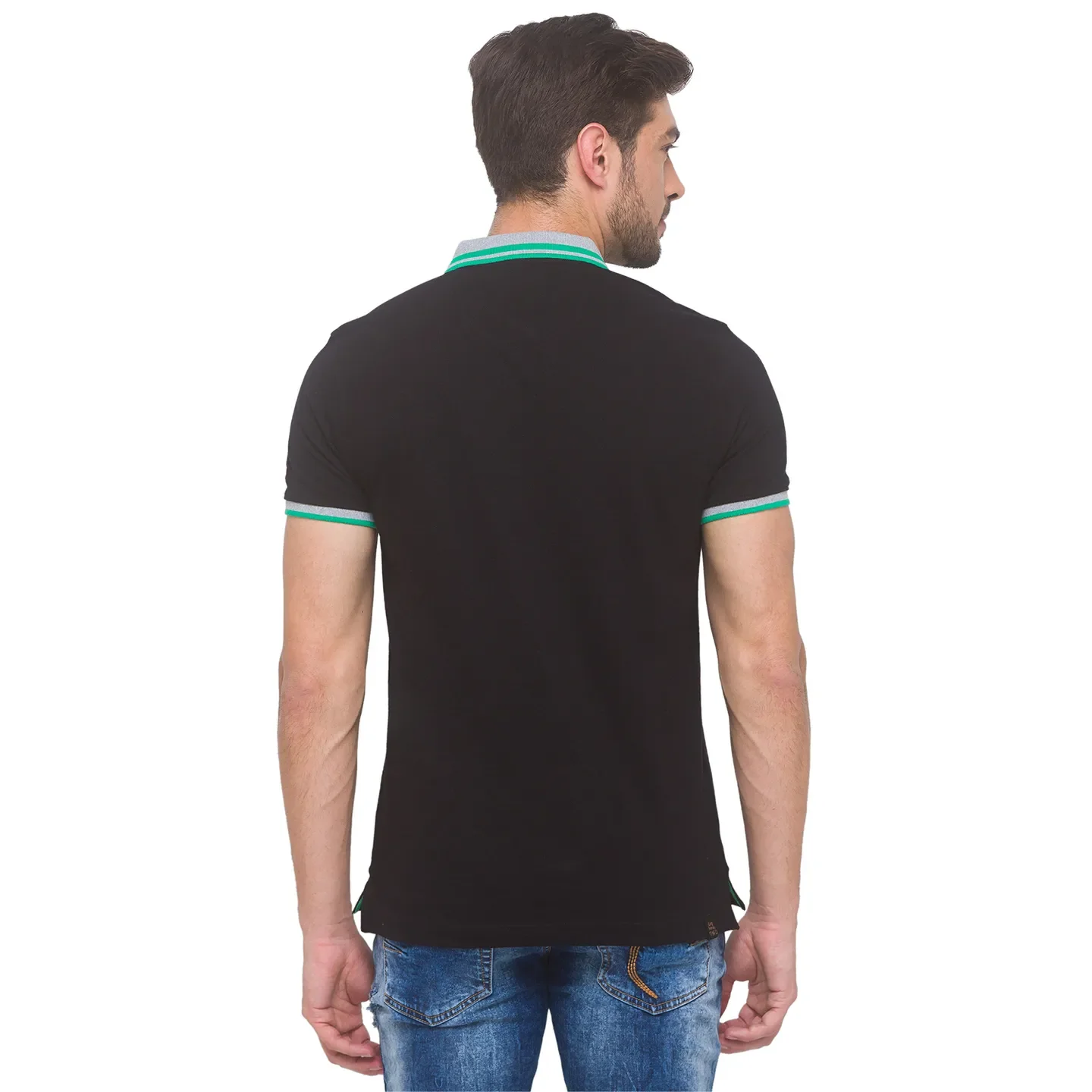 Black Regular Fit Men's Polo T-shirt by Being Human Clothing - Image 4