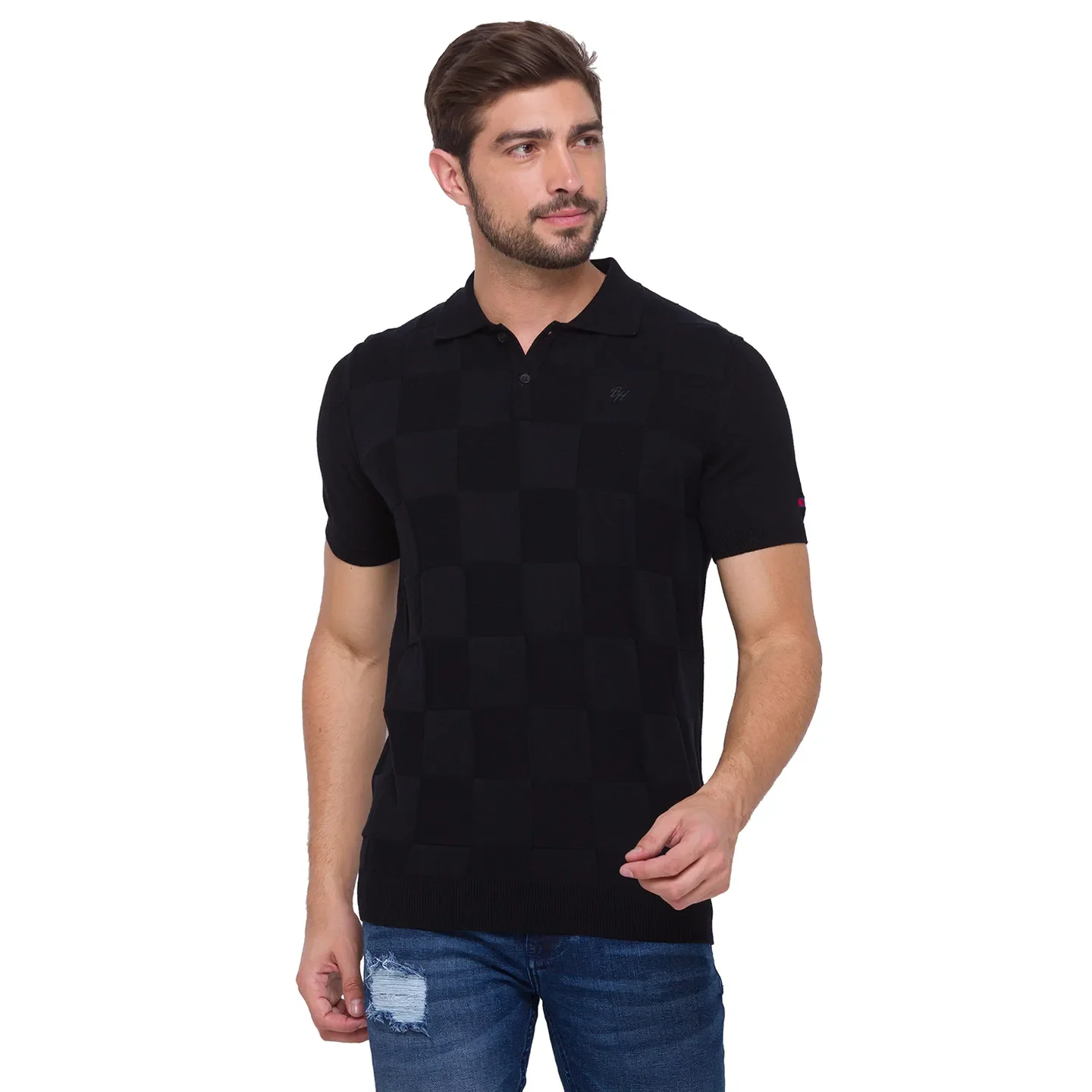 Black Regular Fit Men's Polo T-Shirt by Being Human Clothing