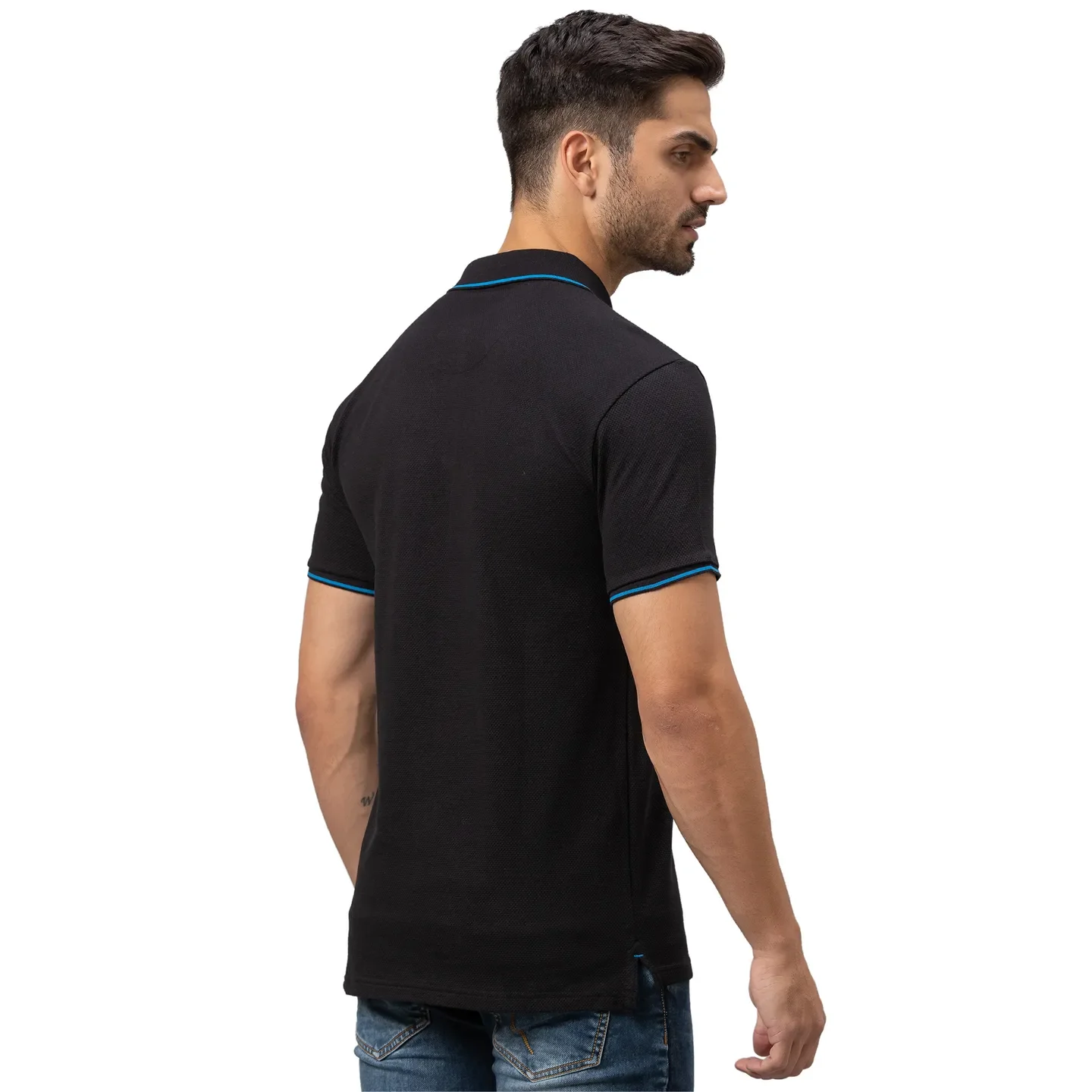Black Regular Fit Men's Polo T-Shirt by Being Human Clothing - Image 3