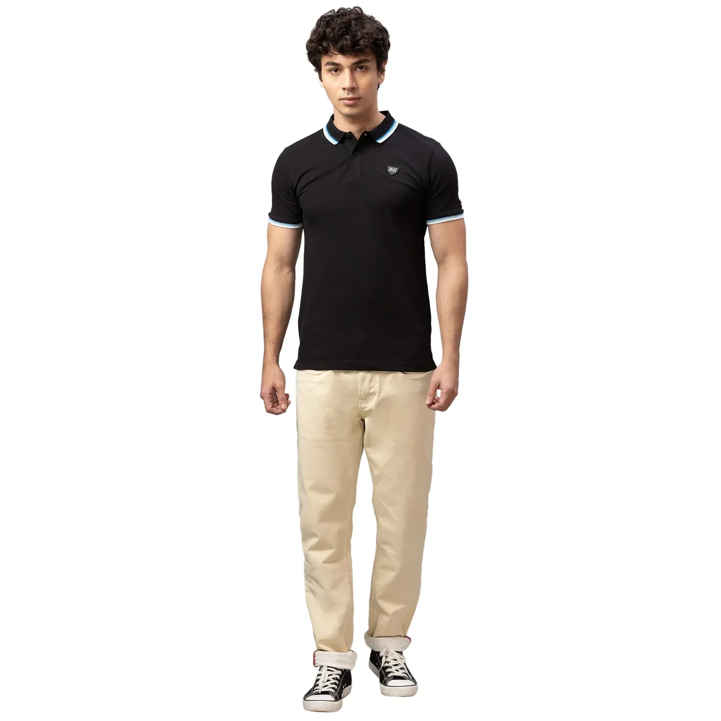 Black Regular Fit Men's Polo T-Shirt by Being Human Clothing - Image 2